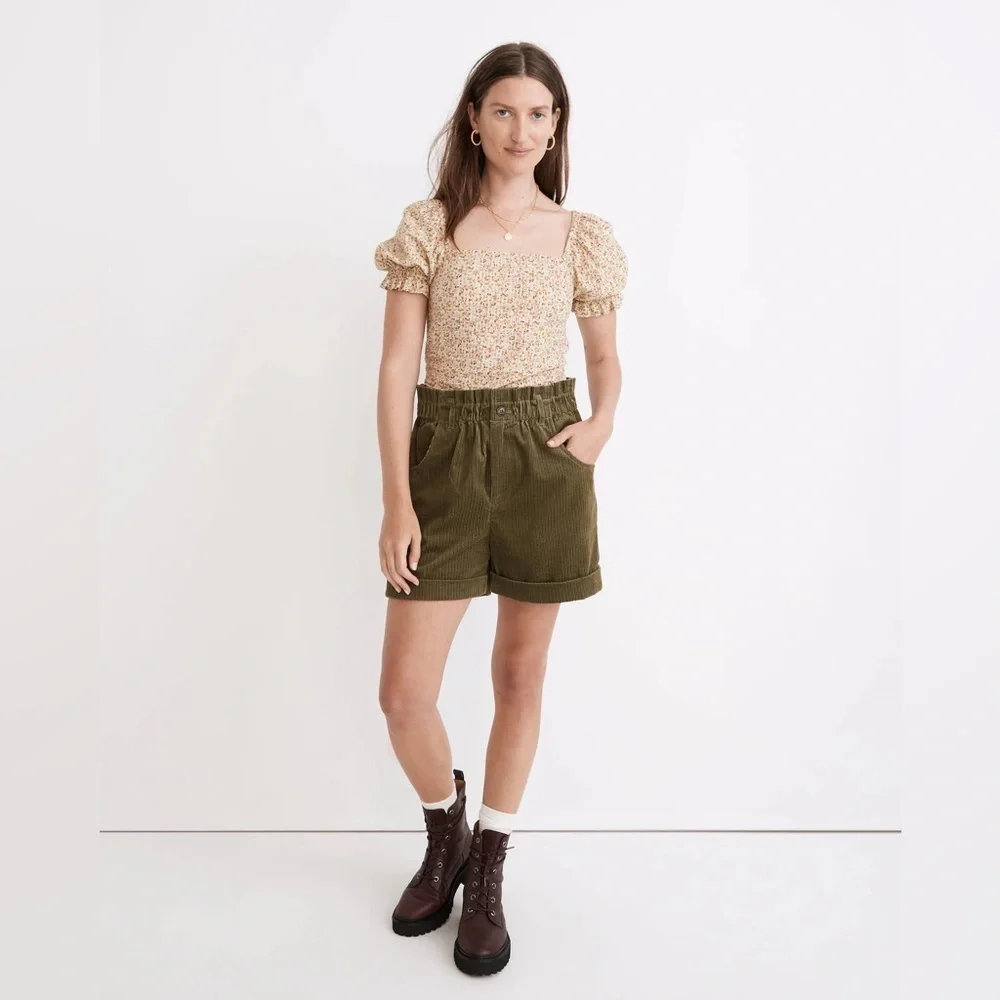 NWOT Madewell Hopewell Puff-Sleeve Crop Top in Cottage Garden